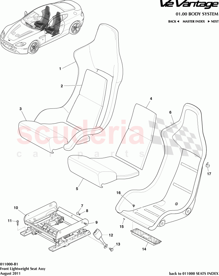 Front Lightweight Seat Assembly of Aston Martin Aston Martin V12 Vantage (upto 2016)