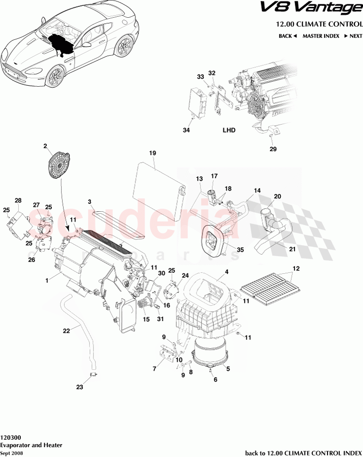 Evaporator and Heater of Aston Martin Aston Martin V8 Vantage (upto 2016)