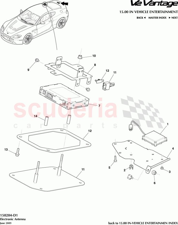 Electronic Antenna of Aston Martin Aston Martin V12 Vantage (upto 2016)
