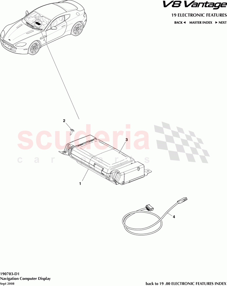 Navigation Computer Display of Aston Martin Aston Martin V8 Vantage (upto 2016)