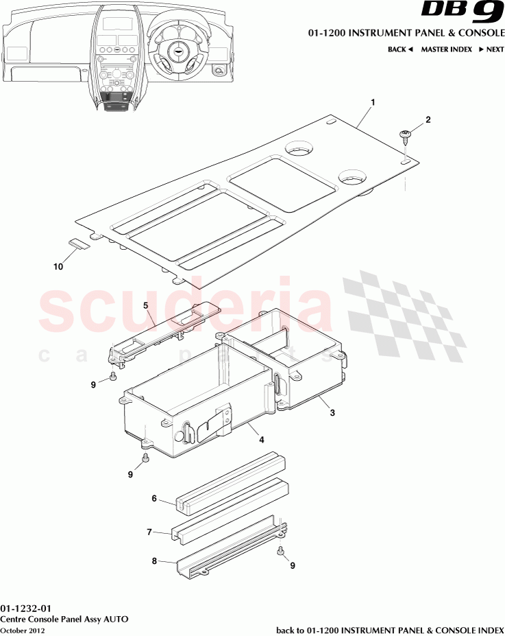 Centre Console Panel Assembly AUTO of Aston Martin Aston Martin DB9 (2013-2016)
