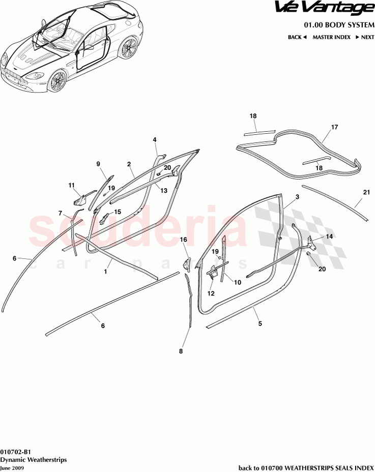 Dynamic Weatherstrips of Aston Martin Aston Martin V12 Vantage (upto 2016)