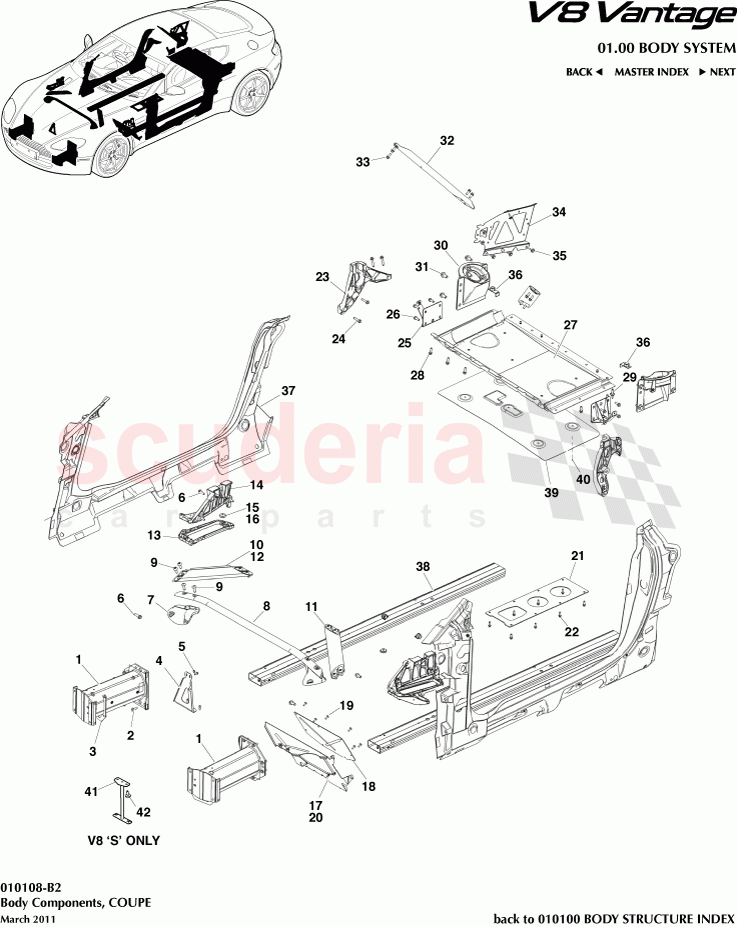 Body Components (Coupe) of Aston Martin Aston Martin V8 Vantage (upto 2016)