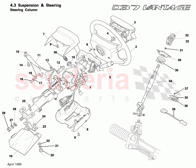 Steering Column of Aston Martin Aston Martin DB7 Vantage