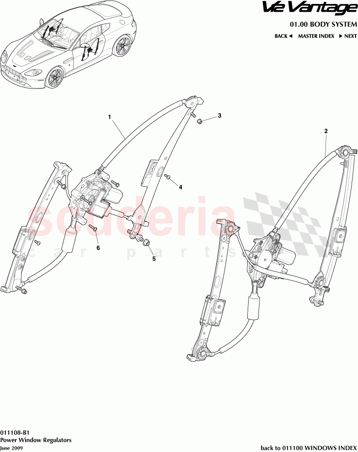 Power Window Regulators of Aston Martin Aston Martin V12 Vantage (upto 2016)