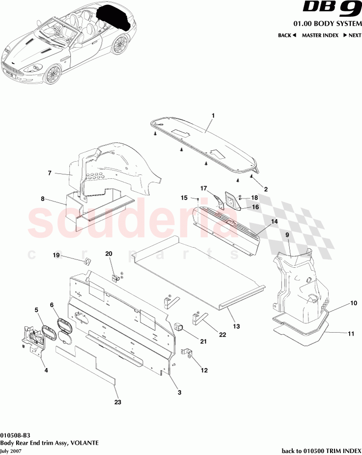 Body Rear End trim Assembly (Volante) of Aston Martin Aston Martin DB9 (2004-2012)