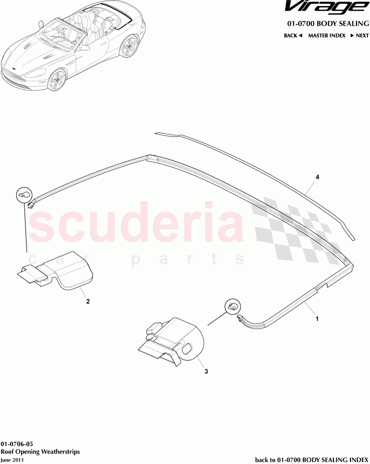 Roof Opening Weatherstrips of Aston Martin Aston Martin Virage