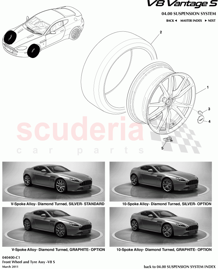Front Wheel and Tyre Assembly - (V8S) of Aston Martin Aston Martin V8 Vantage (upto 2016)