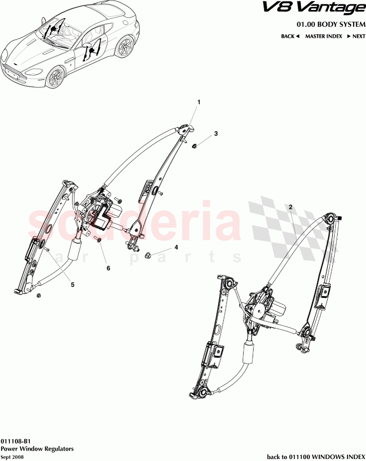 Power Window Regulators of Aston Martin Aston Martin V8 Vantage (upto 2016)