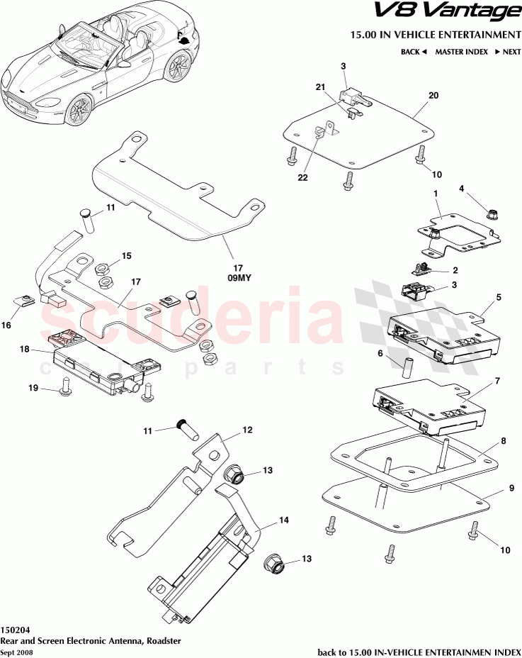 Rear and Screen Electronic Antenna (Roadster) of Aston Martin Aston Martin V8 Vantage (upto 2016)