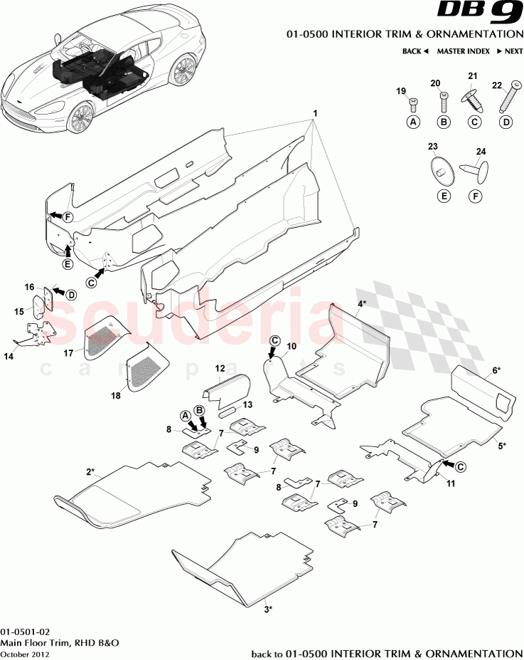 Main Floor Trim, RHD B&O of Aston Martin Aston Martin DB9 (2013-2016)