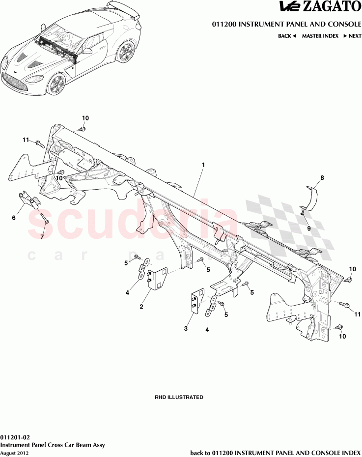 Instrument Panel Cross Car Beam Assembly of Aston Martin Aston Martin V12 Zagato