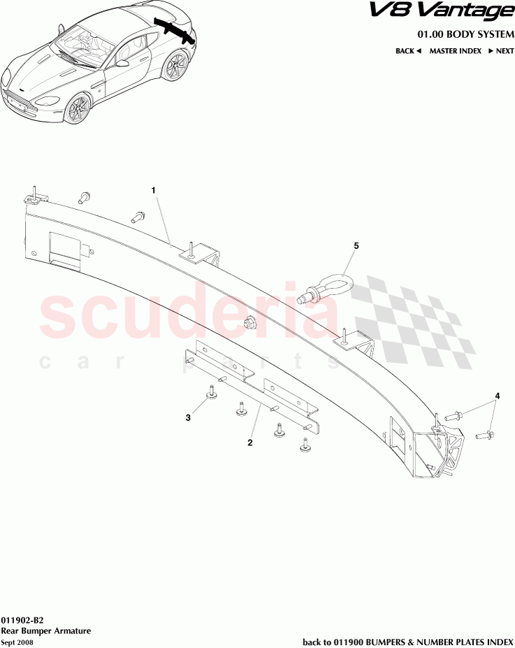 Rear Bumper Armature of Aston Martin Aston Martin V8 Vantage (upto 2016)