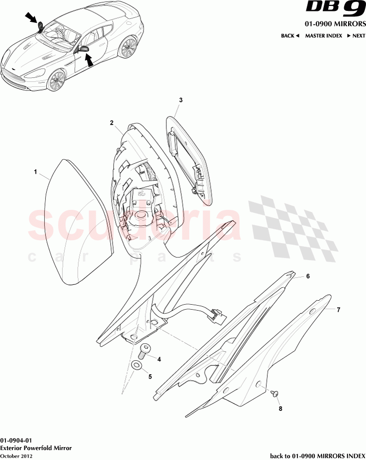Exterior Powerfold Mirror of Aston Martin Aston Martin DB9 (2013-2016)