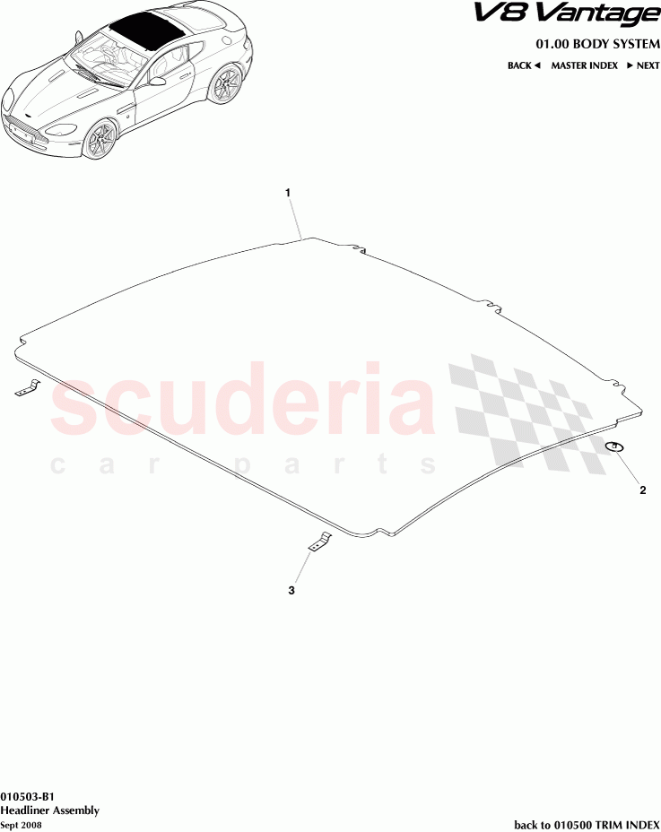 Headliner Assembly of Aston Martin Aston Martin V8 Vantage (upto 2016)
