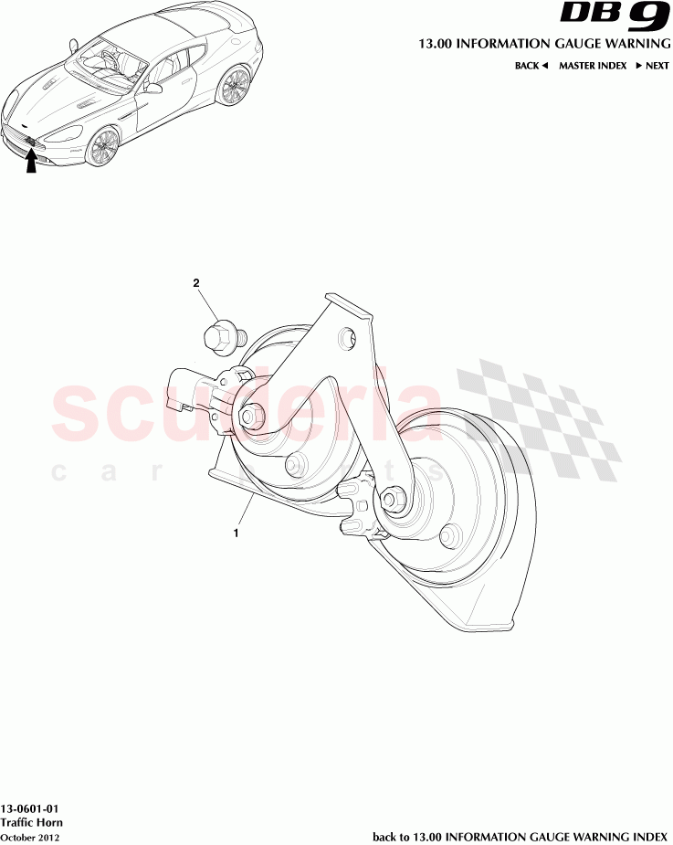 Traffic Horn of Aston Martin Aston Martin DB9 (2013-2016)