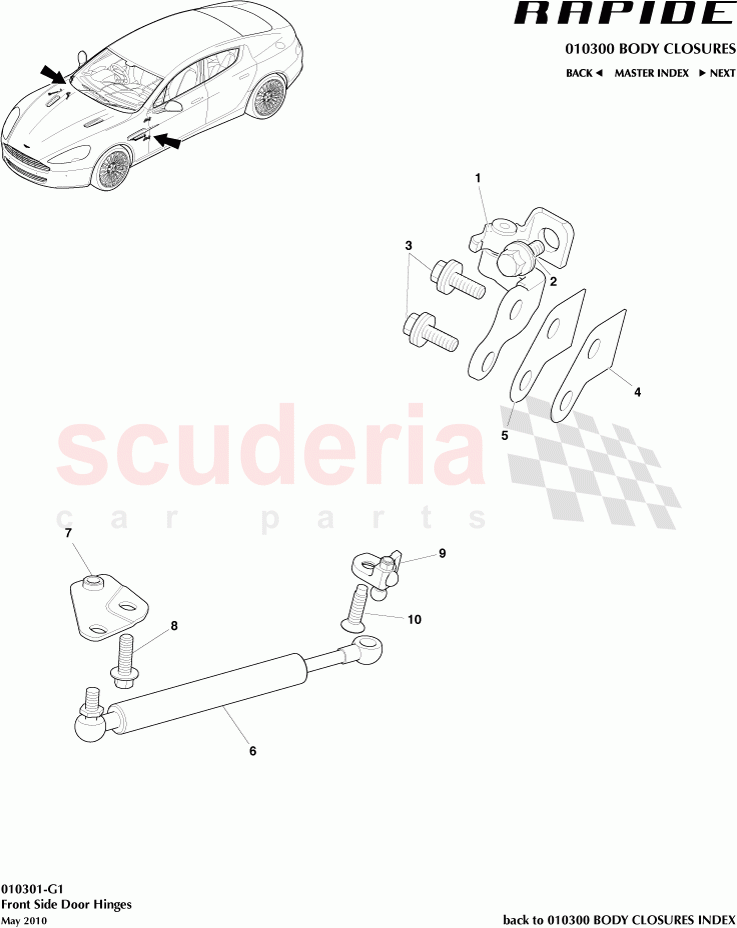 Front Side Door Hinges of Aston Martin Aston Martin Rapide