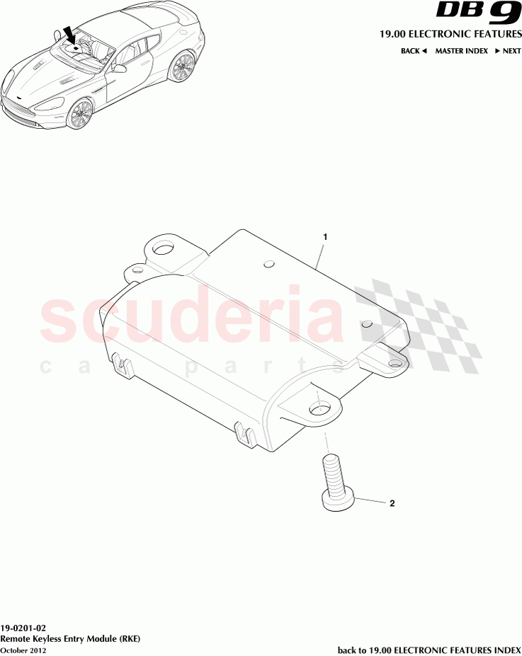 Remote Keyless Entry Module (RKE) of Aston Martin Aston Martin DB9 (2013-2016)