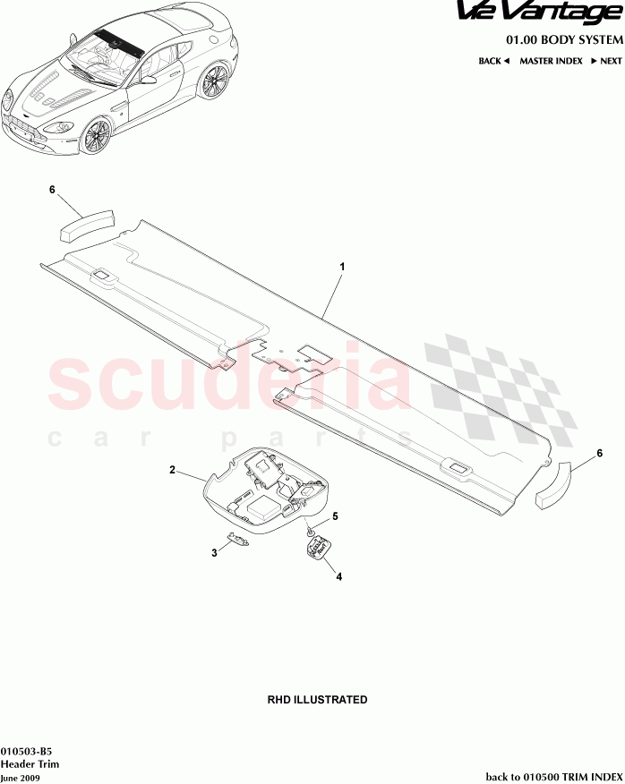 Header Trim of Aston Martin Aston Martin V12 Vantage (upto 2016)