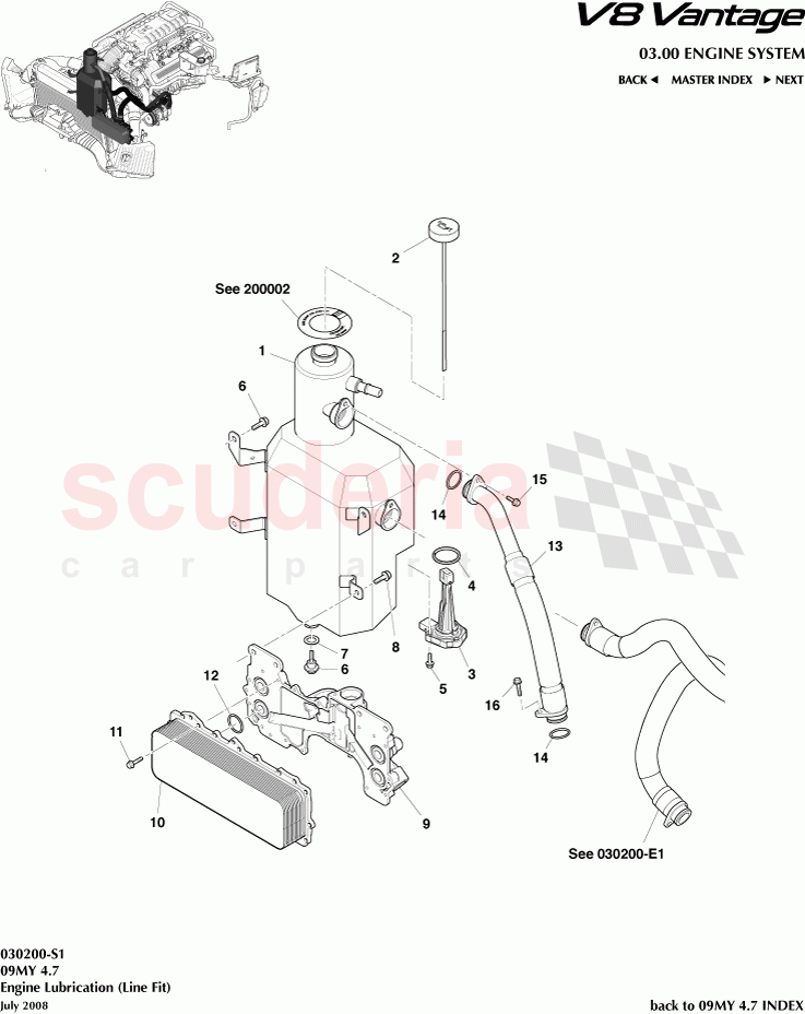 Engine Lubrication (Line Fit) of Aston Martin Aston Martin V8 Vantage (upto 2016)