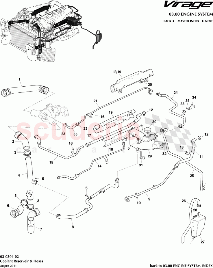 Coolant Reservoir and Hoses of Aston Martin Aston Martin Virage