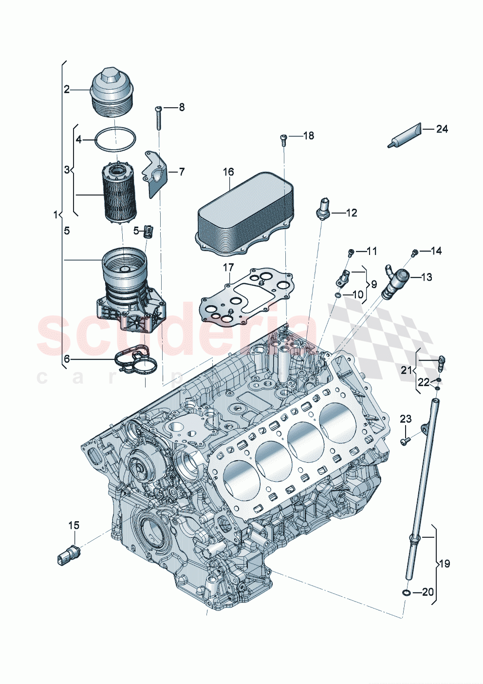 oil filter with flange Oil cooler tube for oil dipstick of Bentley Bentley New Continental Convertible (2019-2024)