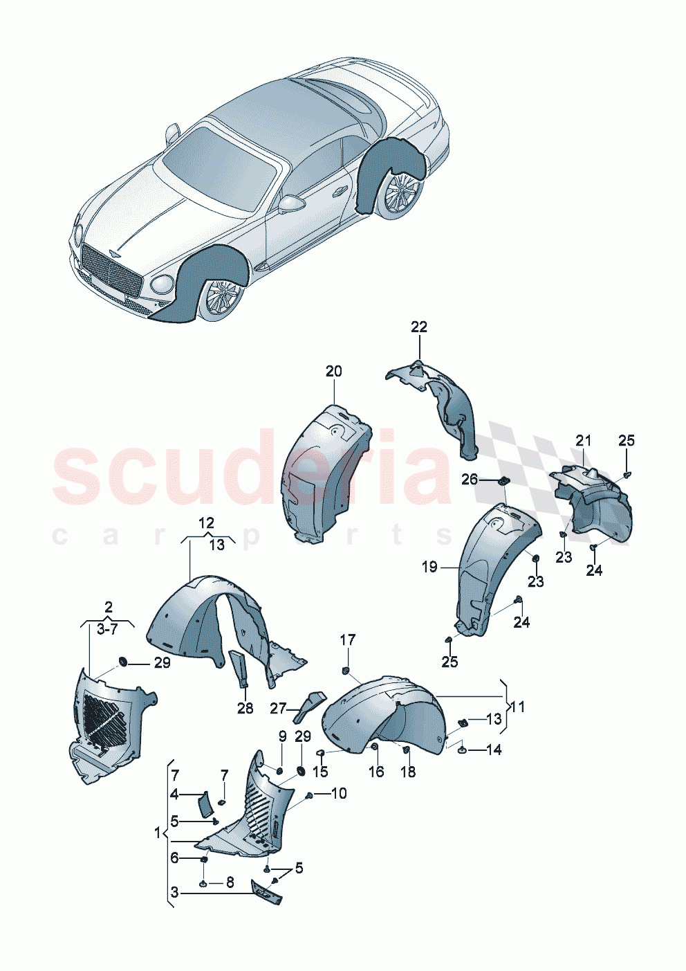 Wheel housing liner D - MJ 2021>> of Bentley Bentley New Continental Convertible (2019-2024)