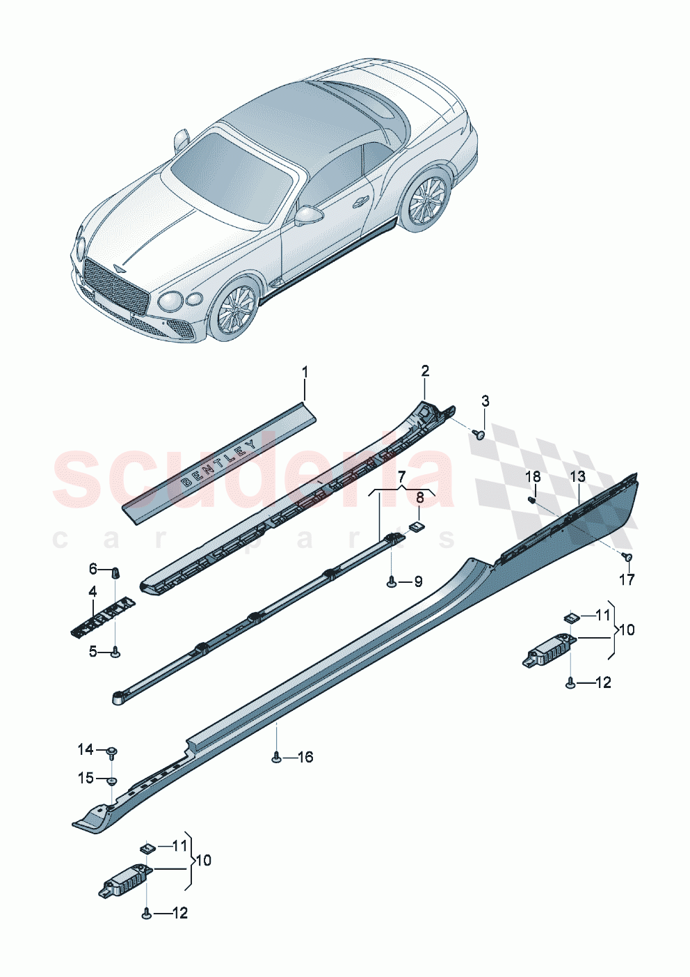 Trim for side section- sill D >> - MJ 2020 of Bentley Bentley New Continental Convertible (2019-2024)