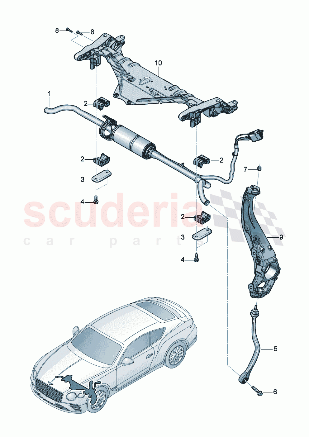 Anti-roll bar For vehicles with electronic roll stabilisation of Bentley Bentley New Continental GT (2019-2024)