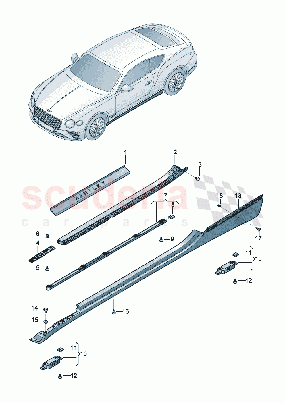 Trim for side section- sill D - MJ 2022>> - MJ 2022 of Bentley Bentley New Continental GT (2019-2024)