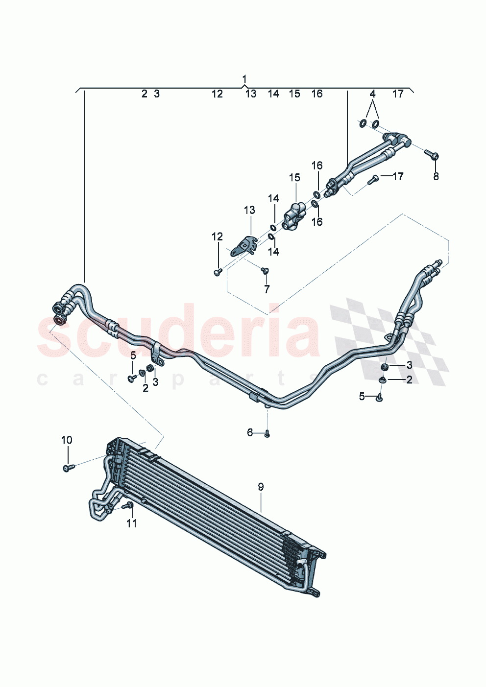 oil pressure line for gearbox oil cooling Gear oil cooler of Bentley Bentley New Continental GT (2019-2024)