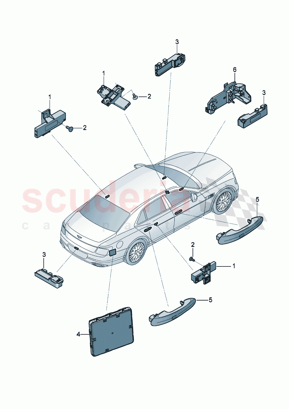 Aerial for access and start authorisation (KESSY) of Bentley Bentley New Flying Spur (2020-2024)