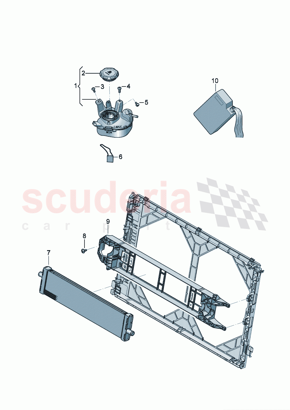 Additional cooler for coolant reservoir with attachment parts of Bentley Bentley New Flying Spur (2020-2024)