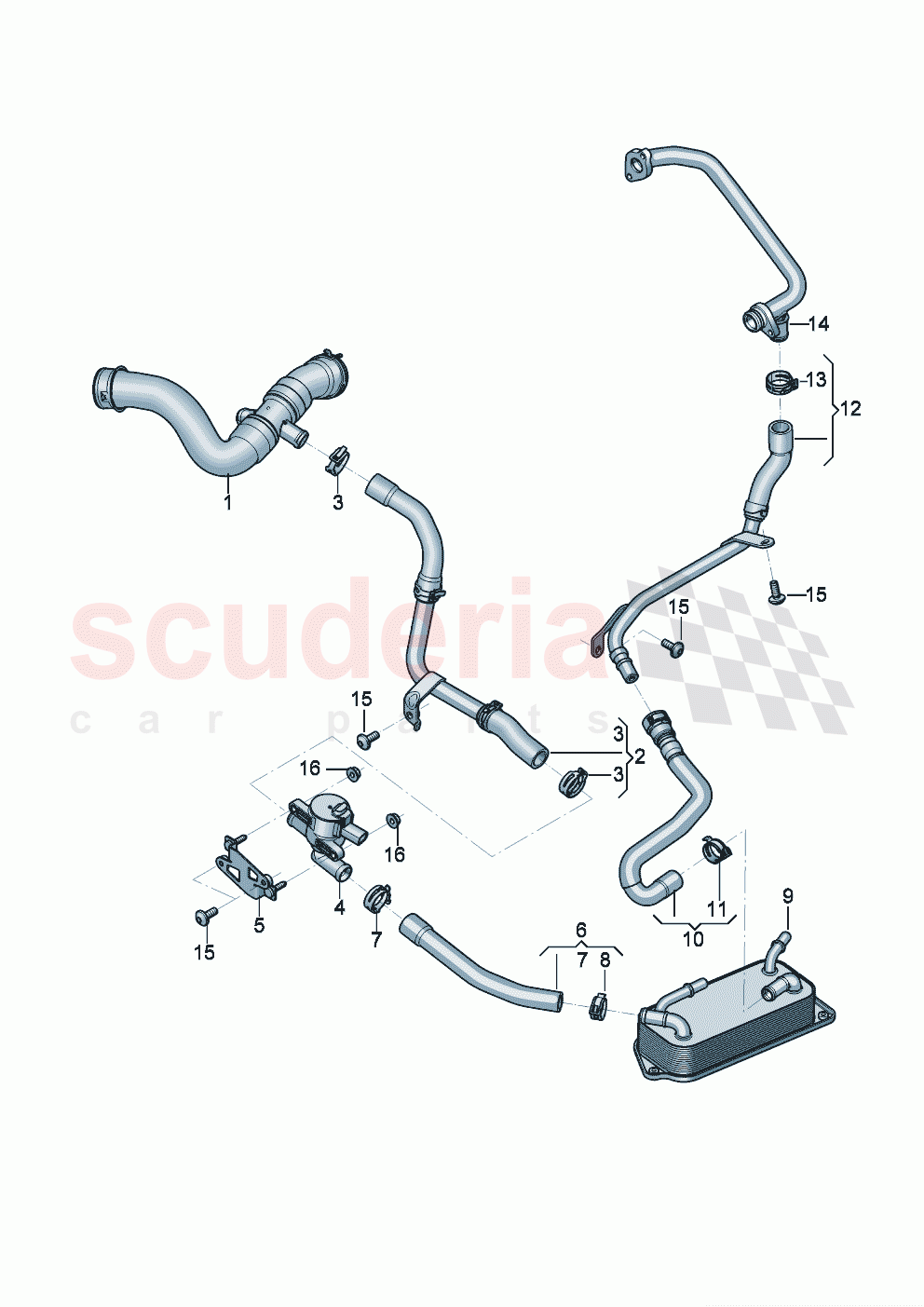Coolant hoses and pipes Cooling system for gear oil of Bentley Bentley New Flying Spur (2020-2024)