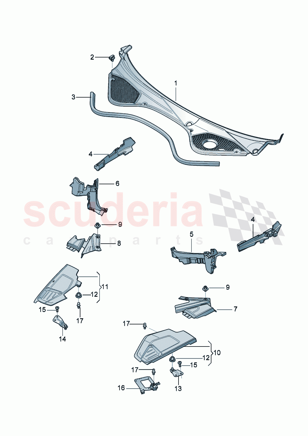 Cover for plenum chamber cover for engine compartment of Bentley Bentley New Continental Convertible (2025-2026)