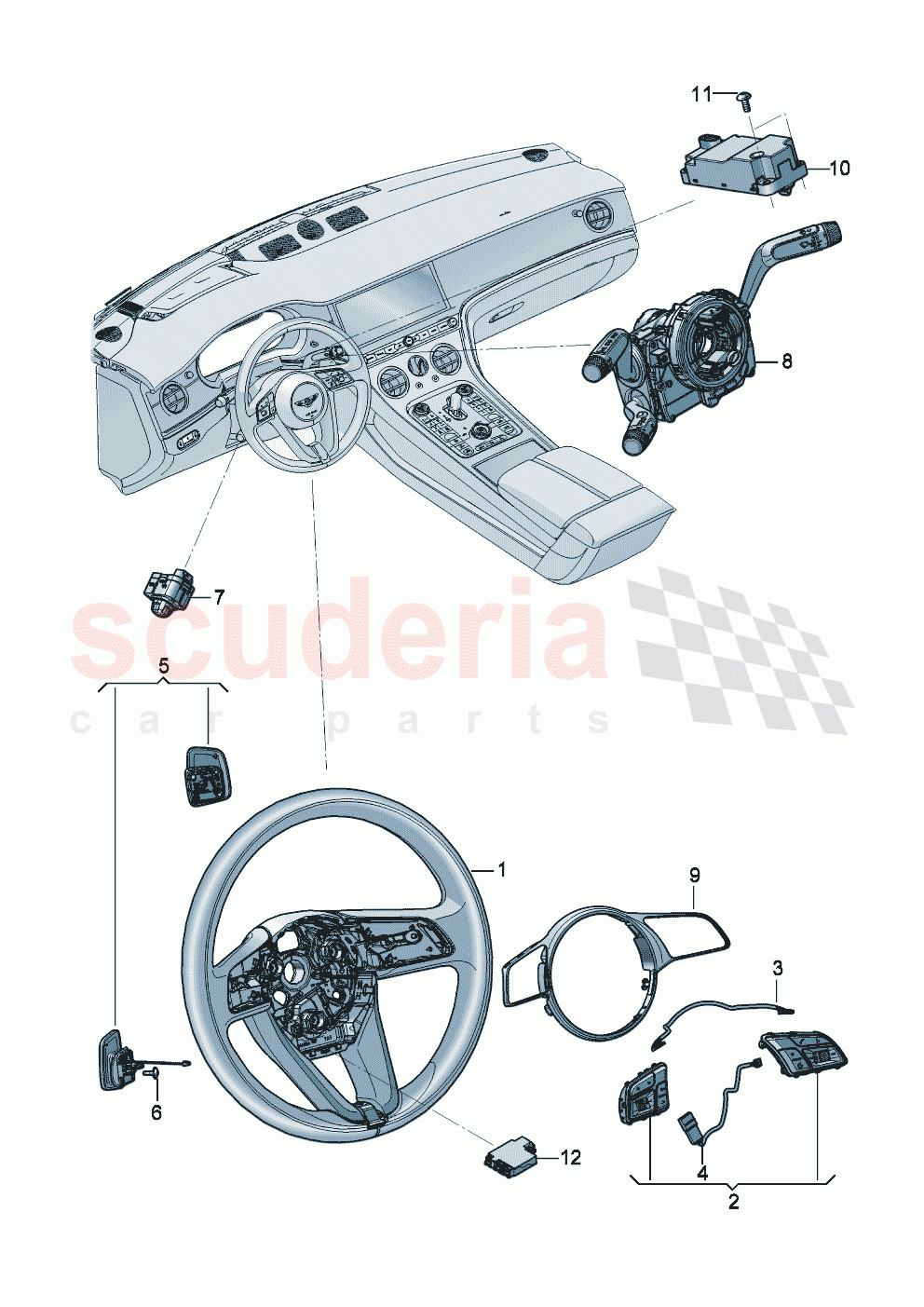 Switch multifunction steering wheel of Bentley Bentley New Continental Convertible (2025-2026)