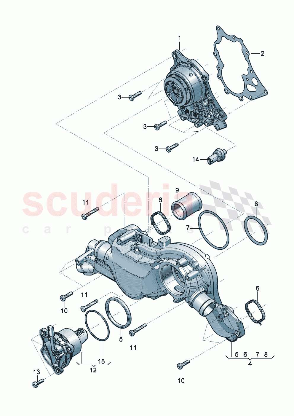 Coolant pump Distributor for coolant thermostat of Bentley Bentley New Continental Convertible (2025-2026)