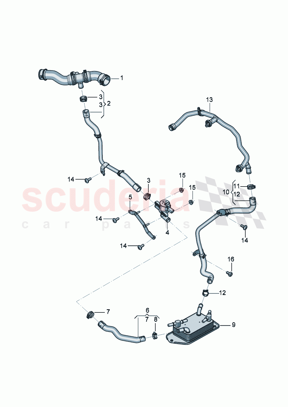 Coolant hoses and pipes Cooling system for gear oil of Bentley Bentley New Continental Convertible (2025-2026)