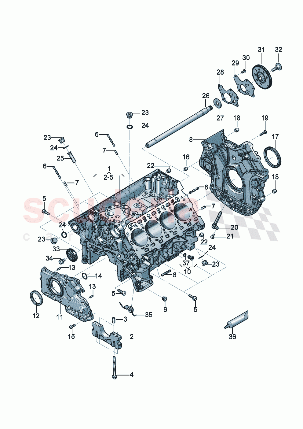 Crankcase housing Sealing flange Intermediate shaft of Bentley Bentley New Continental Convertible (2025-2026)