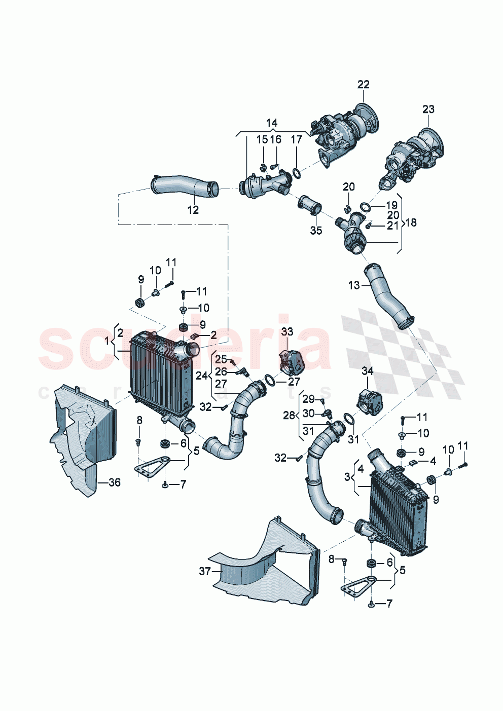 Charge air cooler Air guide for charge air cooler of Bentley Bentley New Continental Convertible (2025-2026)