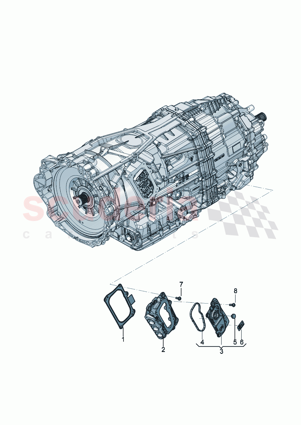 Housing cover Hi. volt. wire, tract. motor for 8-speed automatic gearbox of Bentley Bentley New Continental Convertible (2025-2026)