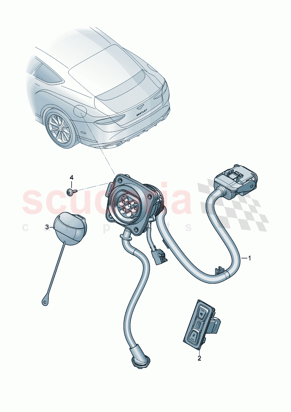 High-voltage wiring set for charging socket of Bentley Bentley New Continental GT (2025-2026)