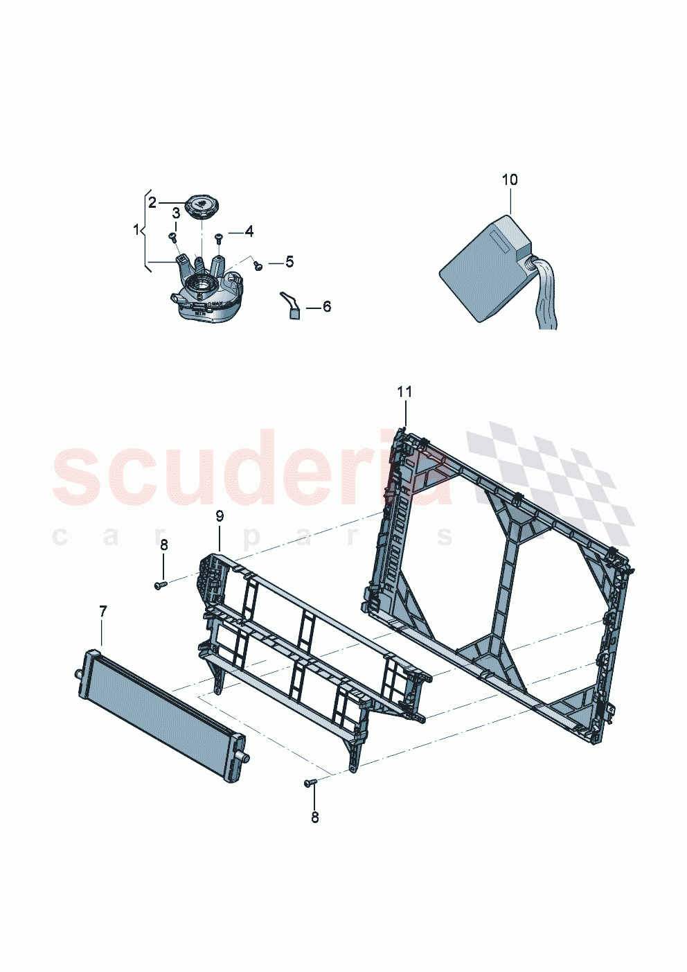 Additional cooler for coolant reservoir with attachment parts of Bentley Bentley New Continental GT (2025-2026)
