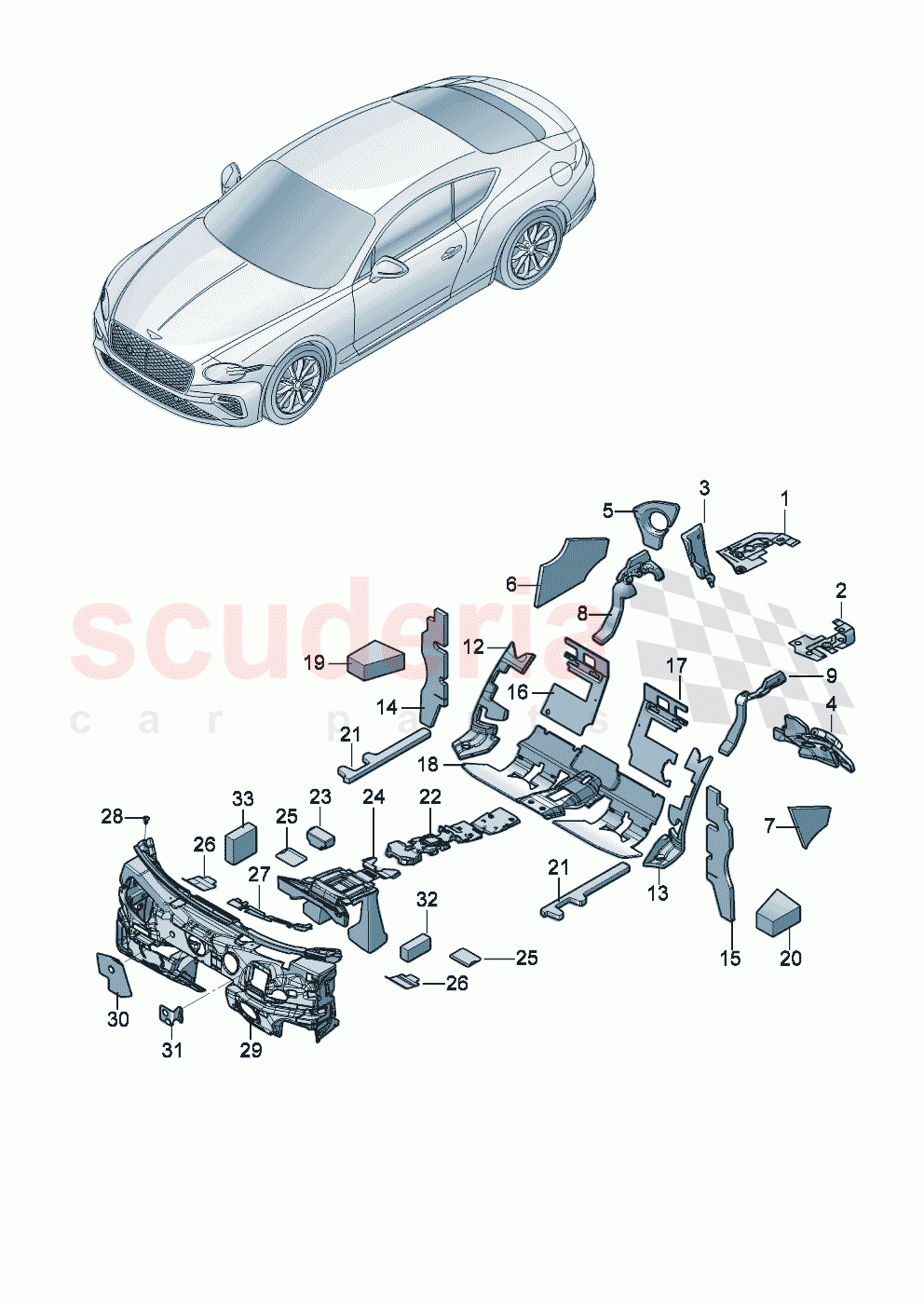 sound absorber for floor, bulkhead and tunnel of Bentley Bentley New Continental GT (2025-2026)