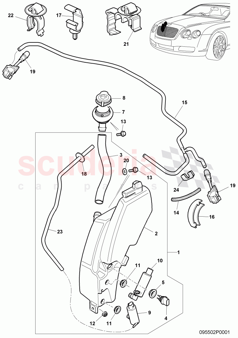 windshield washer unit of Bentley Bentley Continental GTC (2006-2010)