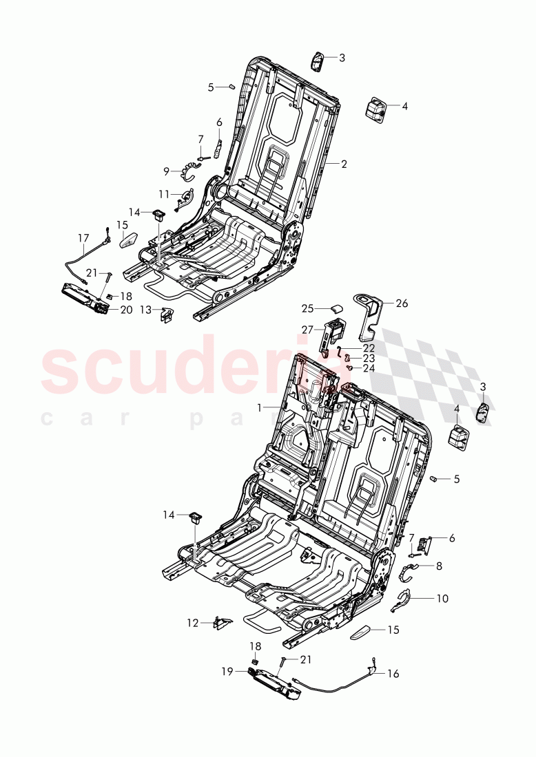 seat and backrest frame of Bentley Bentley Bentayga (2015-2020)
