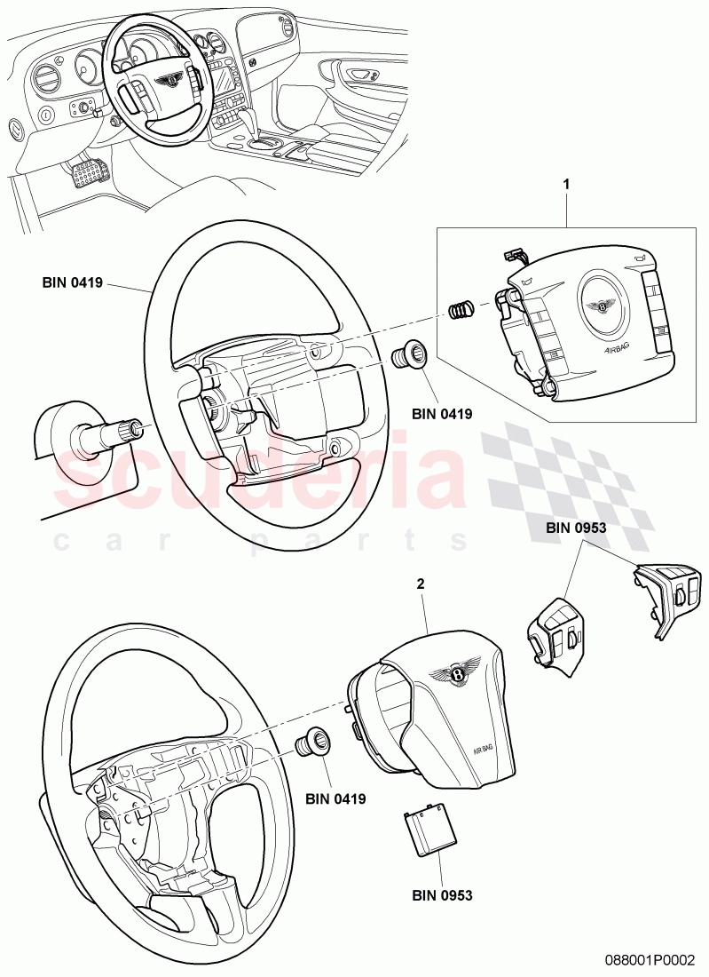 airbag unit for steering wheel of Bentley Bentley Continental GTC (2006-2010)