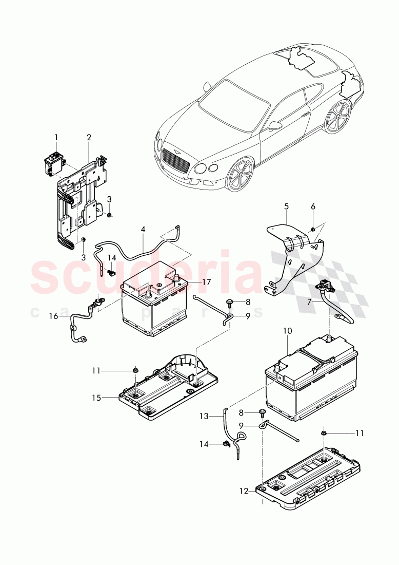 battery, battery mounting, Control unit for battery, monitoring of Bentley Bentley Continental Supersports (2017+)