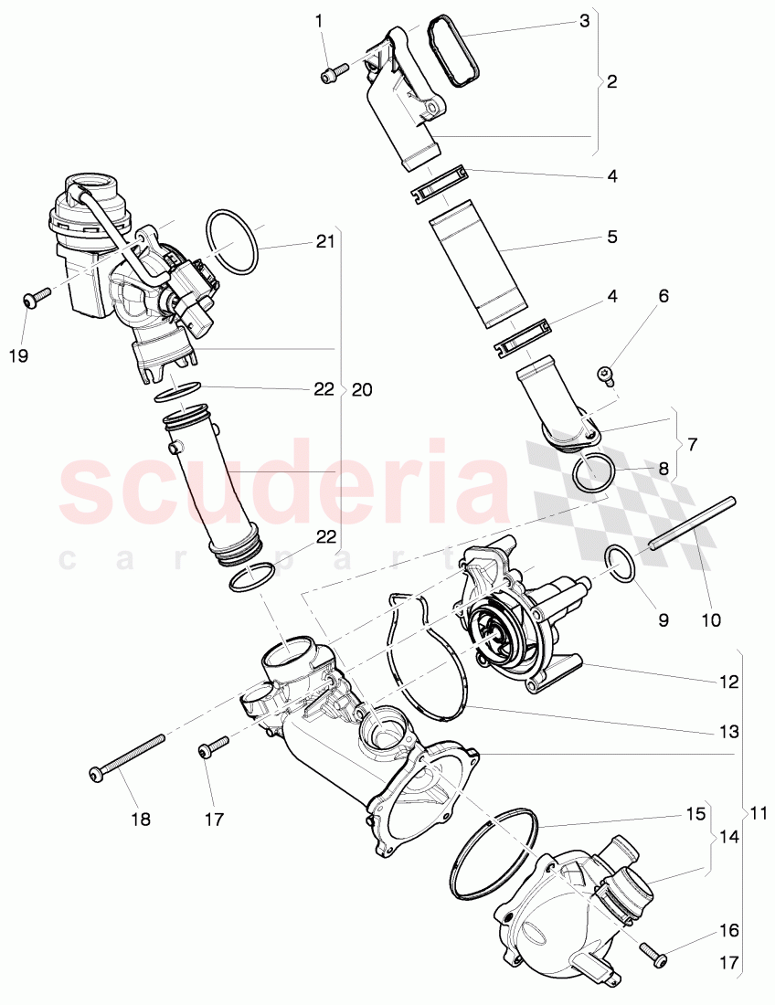 water pump, thermo valve, coolant adapter, D >> - MJ 2014 of Bentley Bentley Continental GTC (2011+)
