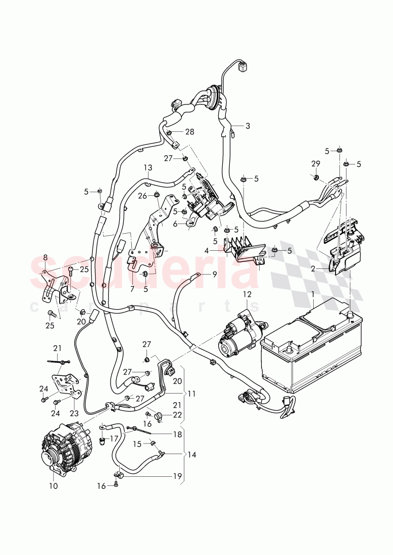 harness for battery +/- of Bentley Bentley Bentayga (2015-2020)